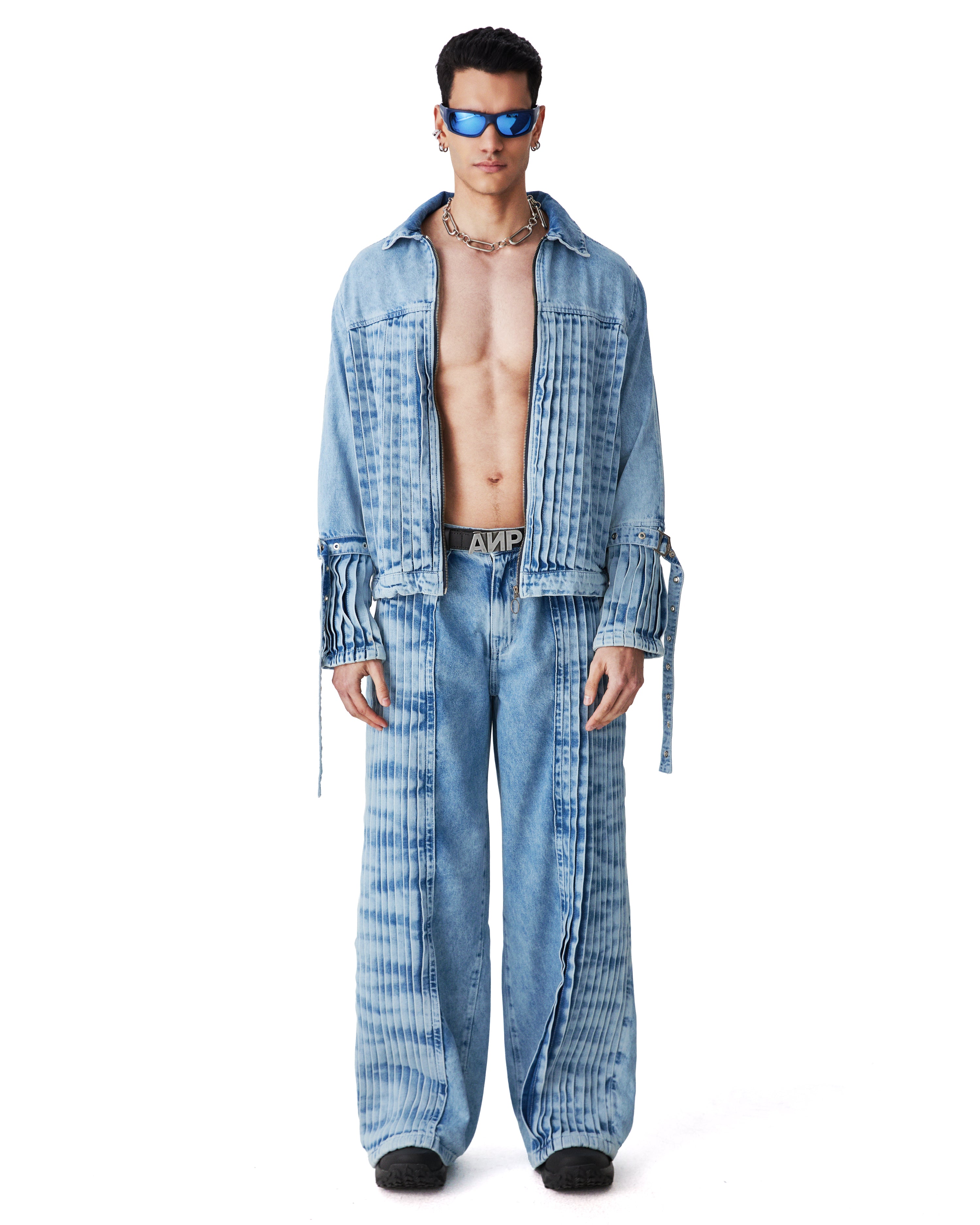 Calça Plissada Relax Light Blue