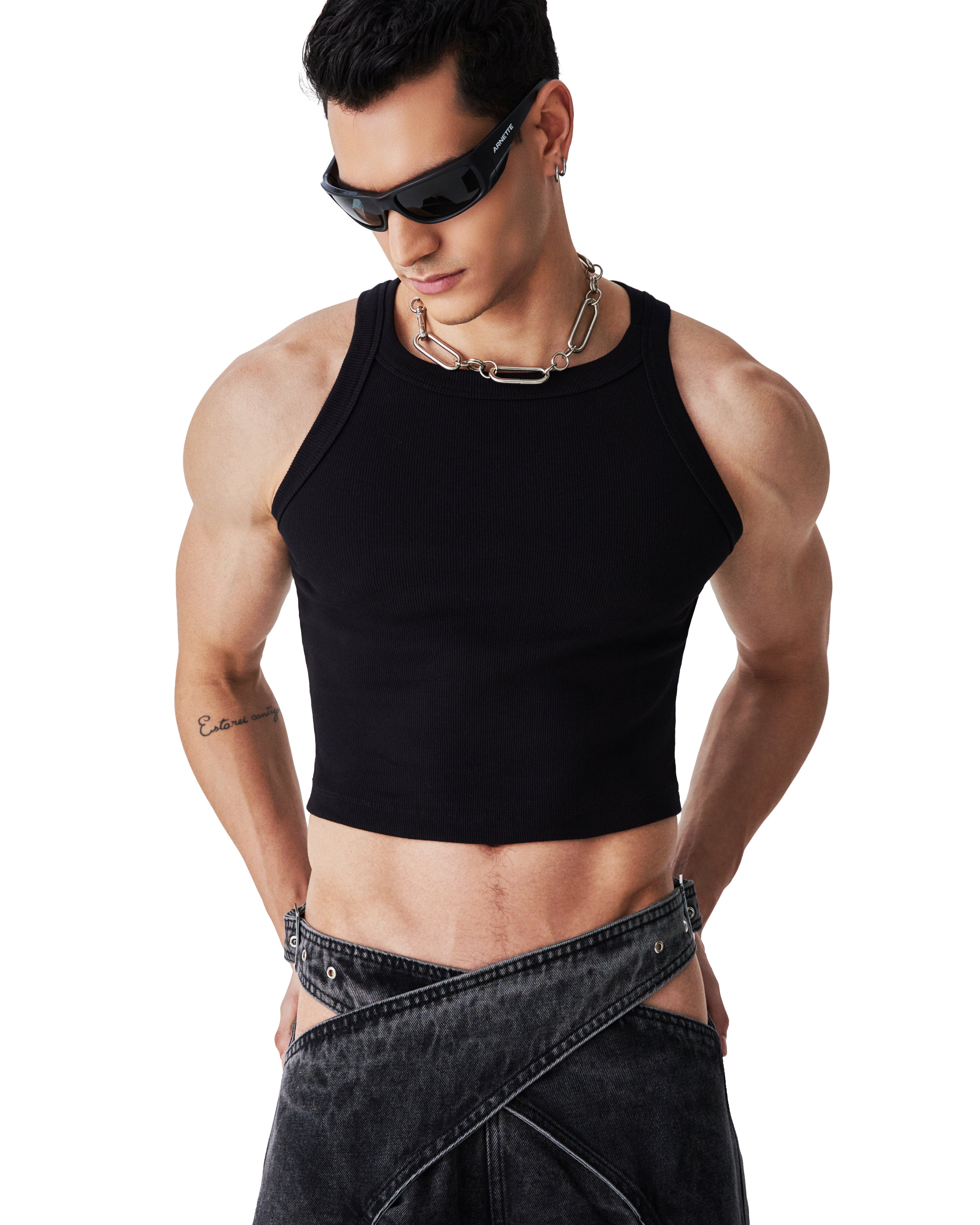 Regata Rib Cropped Black